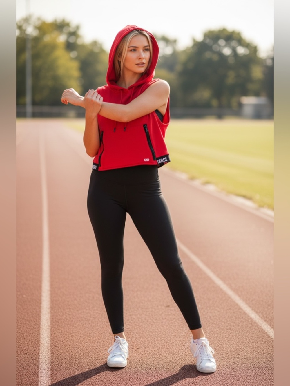 Infinite Performance Sleeveless Hoodie Unisex Small Workout Gym Red Zip Pocket